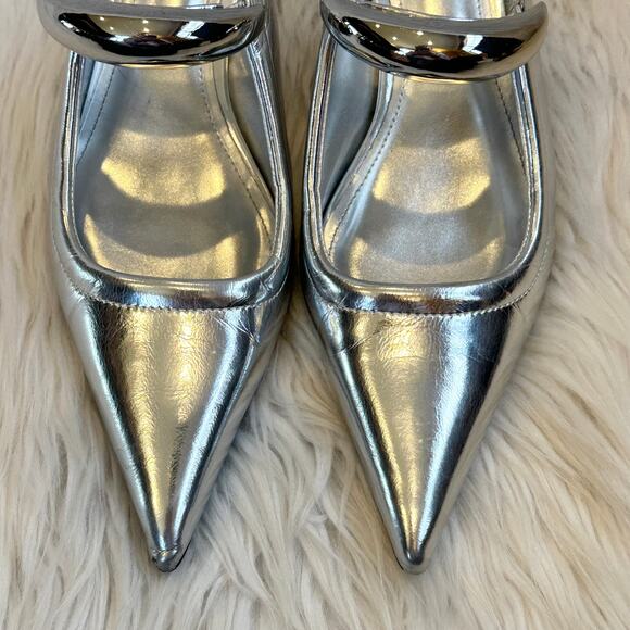 JW PEI Helena Pierced Mules Vegan Leather Slip On Pointed Toe Kitten Heel Shoes - Picture 8 of 14